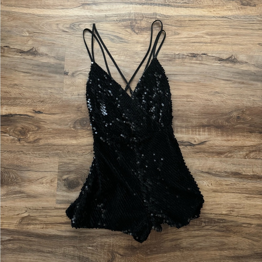 Black Sequin Romper